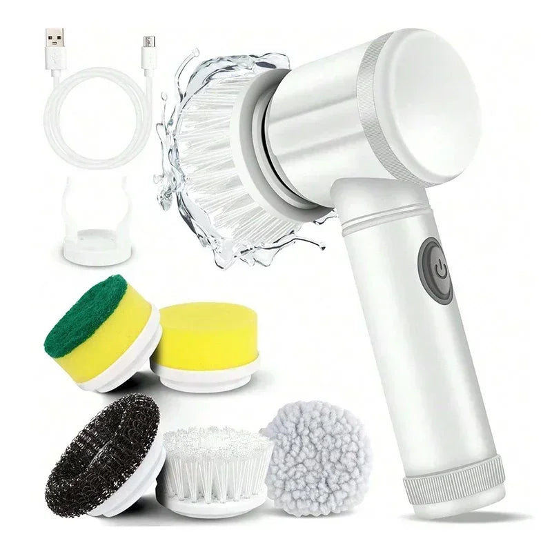 2025 Cordless Electric Spin Scrubber - 5 Brush Heads, IPX7 Waterproof, Rechargeable Bathroom Cleaner for Tile/Shower/Grout
