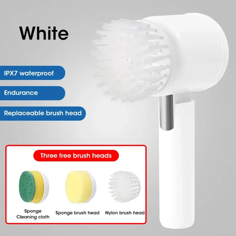 2025 Cordless Electric Spin Scrubber - 5 Brush Heads, IPX7 Waterproof, Rechargeable Bathroom Cleaner for Tile/Shower/Grout