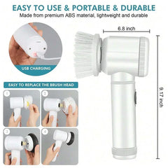 2025 Cordless Electric Spin Scrubber - 5 Brush Heads, IPX7 Waterproof, Rechargeable Bathroom Cleaner for Tile/Shower/Grout