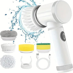 2025 Cordless Electric Spin Scrubber - 5 Brush Heads, IPX7 Waterproof, Rechargeable Bathroom Cleaner for Tile/Shower/Grout